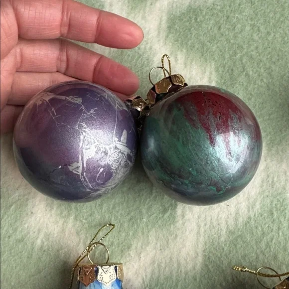 Lot of 17 handmade iridescent swirls Christmas ornaments - Picture 8 of 8